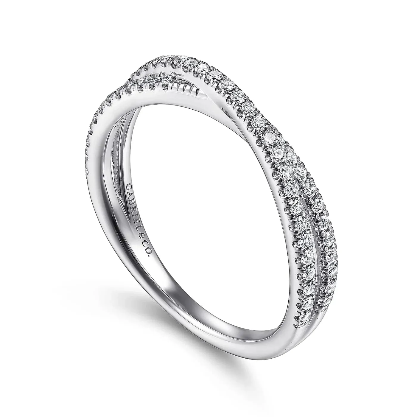 White Gold Diamond Criss Cross Ring, 0.28 cttw