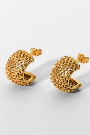 Woven Luxe: Mesh Half Hoop Earrings - Modern Minimalist Elegance